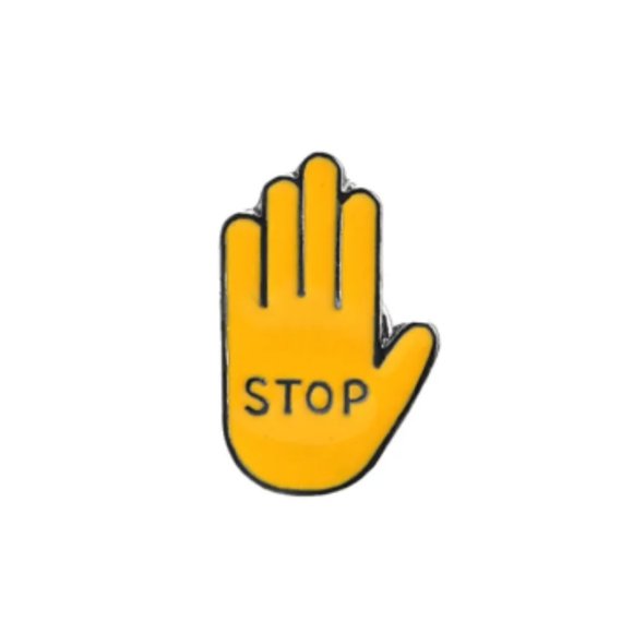 3/10$ NWOT hand stop sign enamel pin - Picture 1 of 1